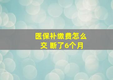 医保补缴费怎么交 断了6个月